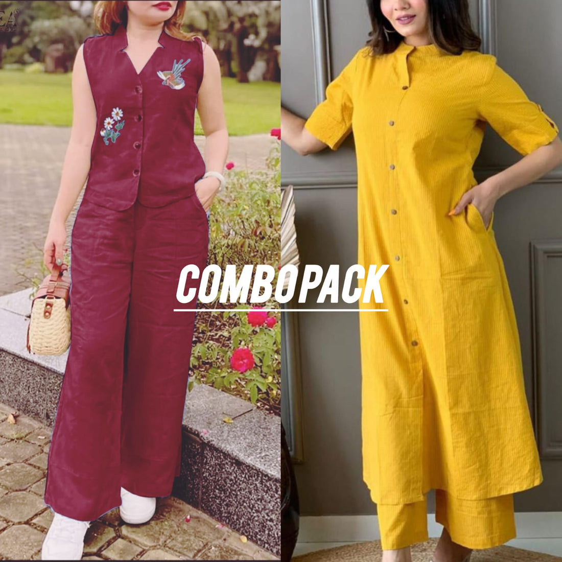 Cotton Slub Fabric hand embroidery Co-ord set